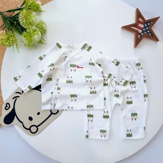 Bộ sơ sinh cúc chéo bé trai Bunny chất thun cotton size 3-10kg