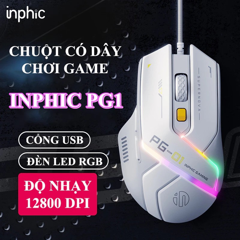Chuột chuyên game có dây INPHIC PG1 có đèn led RGB 16.8 triệu màu-YFS ...