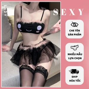 Váy ngủ cosplay thỏ NGỌC 2 mảnh gợi cảm, Đồ ngủ nữ hóa thân sexy quyến rũ