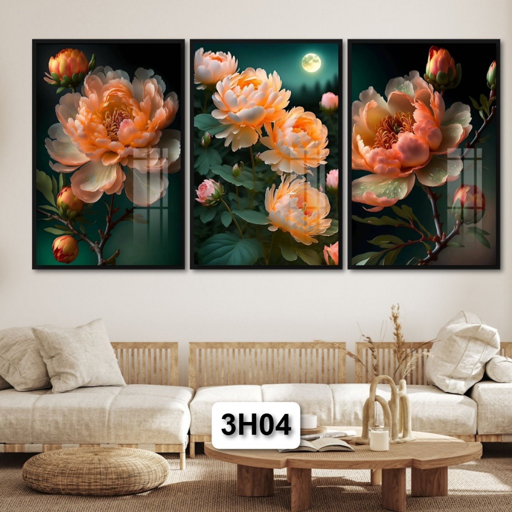 Bộ 3 Tấm Tranh Hoa Tranh Gỗ Tráng Gương Có Khung: Mang Đến Nét Đẹp Tự Nhiên Và Tươi Mát Cho Ngôi Nhà Của Bạn