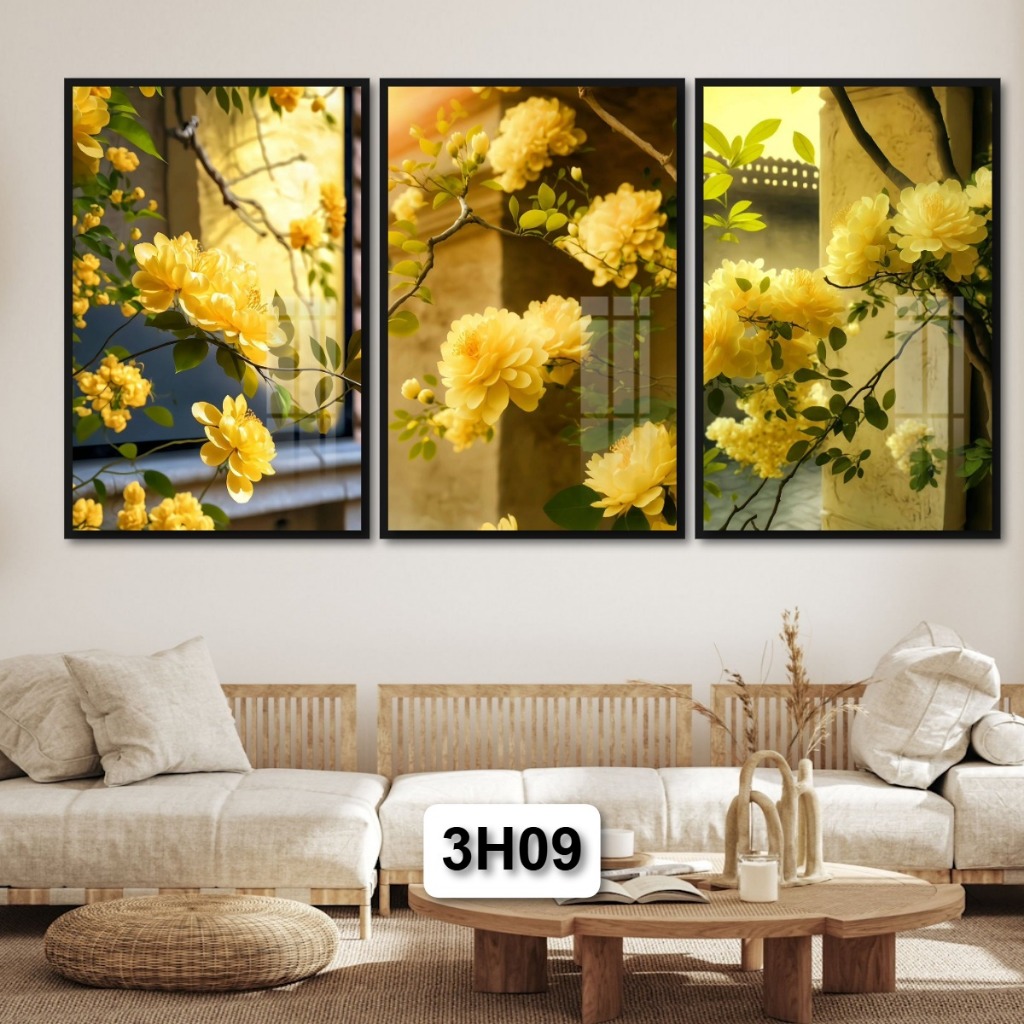Bộ 3 Tấm Tranh Hoa Tranh Gỗ Tráng Gương Có Khung: Mang Đến Nét Đẹp Tự Nhiên Và Tươi Mát Cho Ngôi Nhà Của Bạn