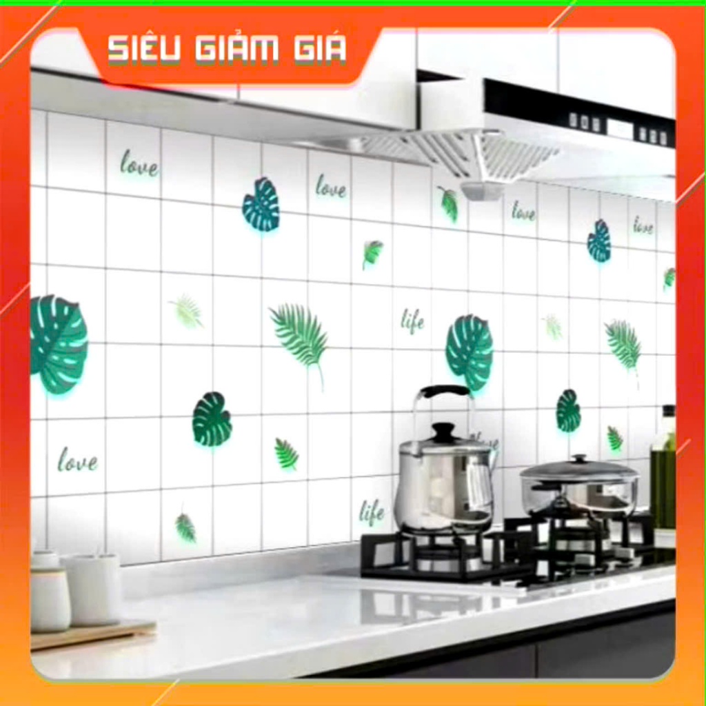 TẤM DÁN TƯỜNG BẾP TRANG TRÍ,  Decal dán bếp tráng nhôm cách nhiệt khổ  60*115CM , TRỘN 10 mẫu ngẫu nhiên-MA: DECAN