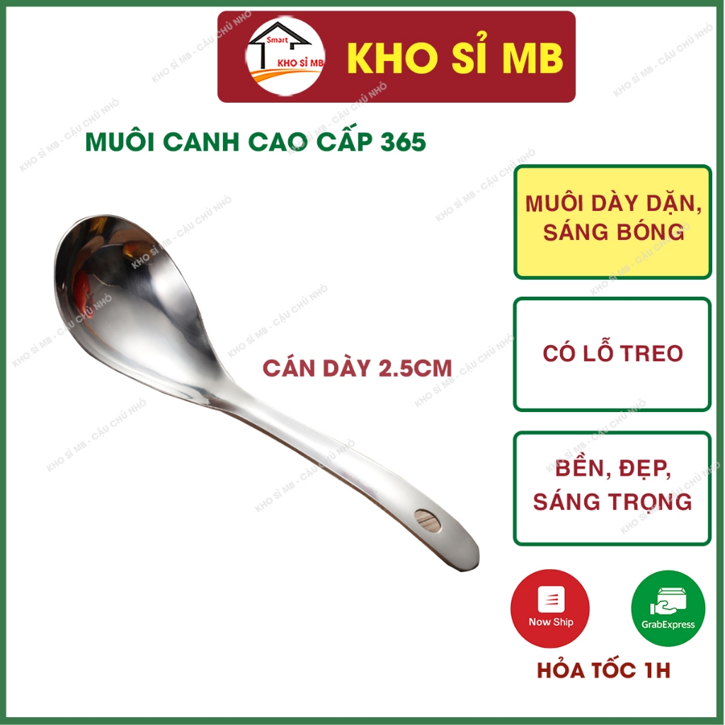 Muôi inox múc canh 365 lưng gù, muỗng thìa chan canh inox không gỉ sáng ...