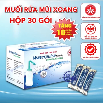 Muối rửa mũi xoang waterpulse (30 gói), muối rửa mũi, bình rửa mũi, muối rửa mũi nano bạc điều trị viêm xoang