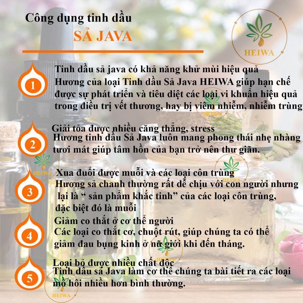 Ảnh Tinh dầu Sả Java thương hiệu HEIWA nhập khẩu Ấn Độ có giấy kiểm định, dung tích 100ml 4
