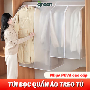 Túi bọc quần áo loại dày Greenhome chống bụi bẩn, ẩm mốc nồm chất liệu nhựa PEVA in 3 chiều cao cấp