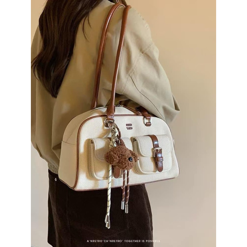 Túi xách Chio 2nd dáng hộp hai quai TẶNG KÈM CHARM vintage đeo vai cực xinh (FREESHIP)
