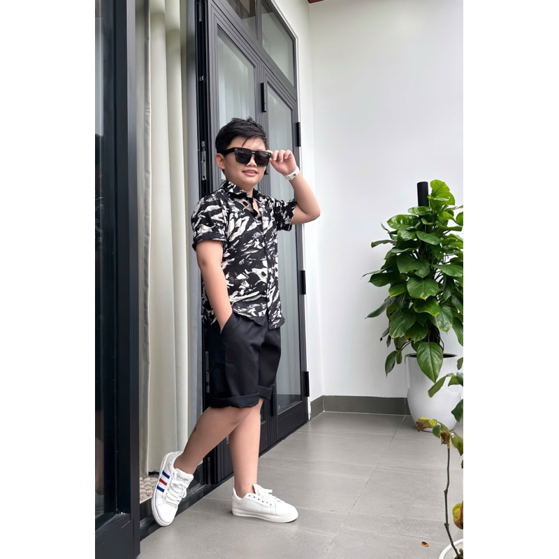 set sơmi hoạ tiết thiết kế cho bé trai 10kg-52kg TONI BRAND