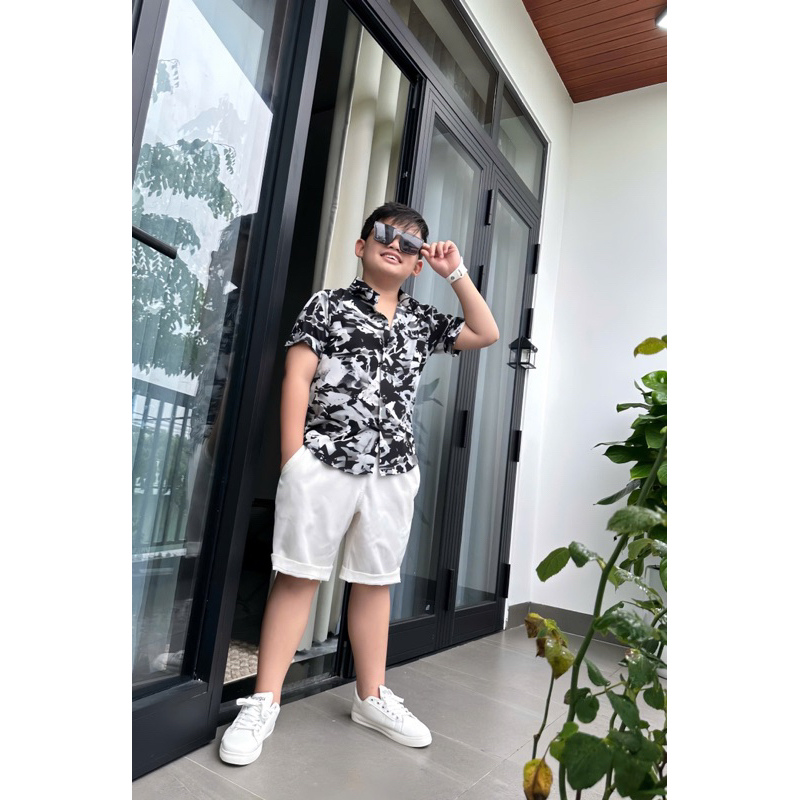set sơmi hoạ tiết thiết kế cho bé trai 10kg-52kg TONI BRAND