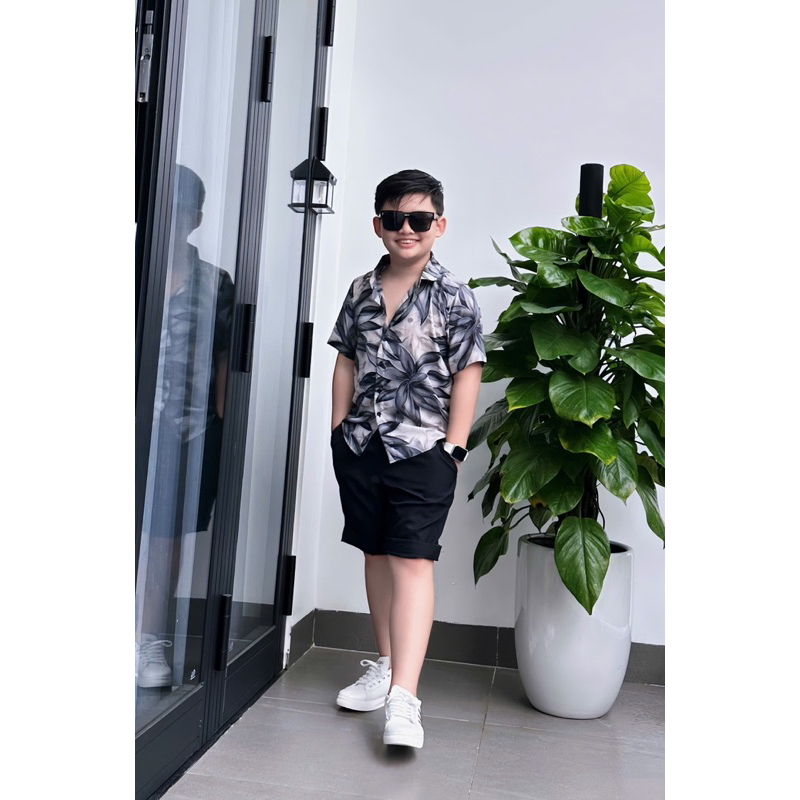 set sơmi hoạ tiết thiết kế cho bé trai 10kg-52kg TONI BRAND hoa lạ mắt