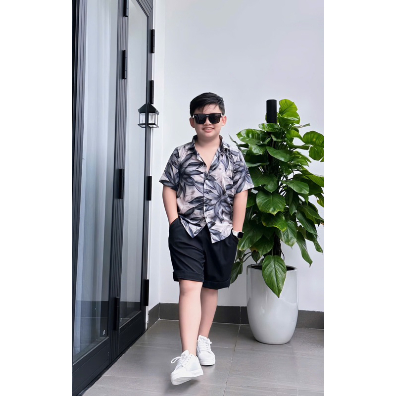 set sơmi hoạ tiết thiết kế cho bé trai 10kg-52kg TONI BRAND hoa lạ mắt