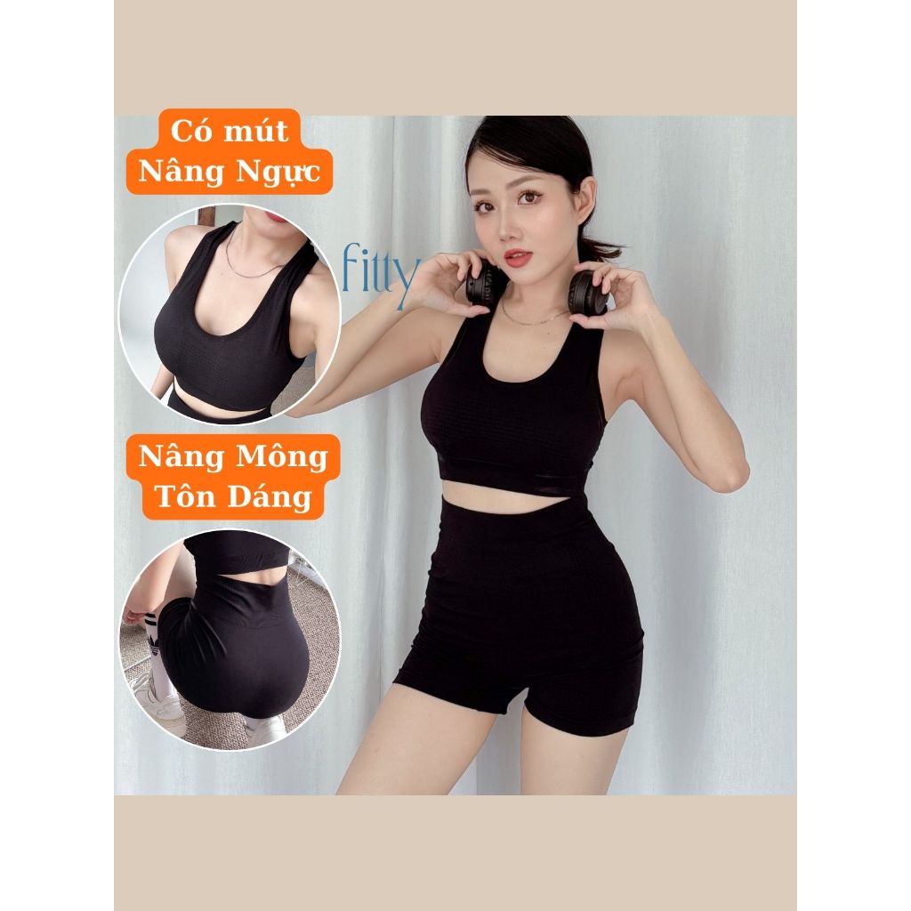 Bộ Đồ Tập Gym Yoga Nữ FITTY FITNESS, Set Đồ Tập Thể Thao Nữ Thoáng Khí, Có Mút Nâng Ngực, Nâng Mông S10