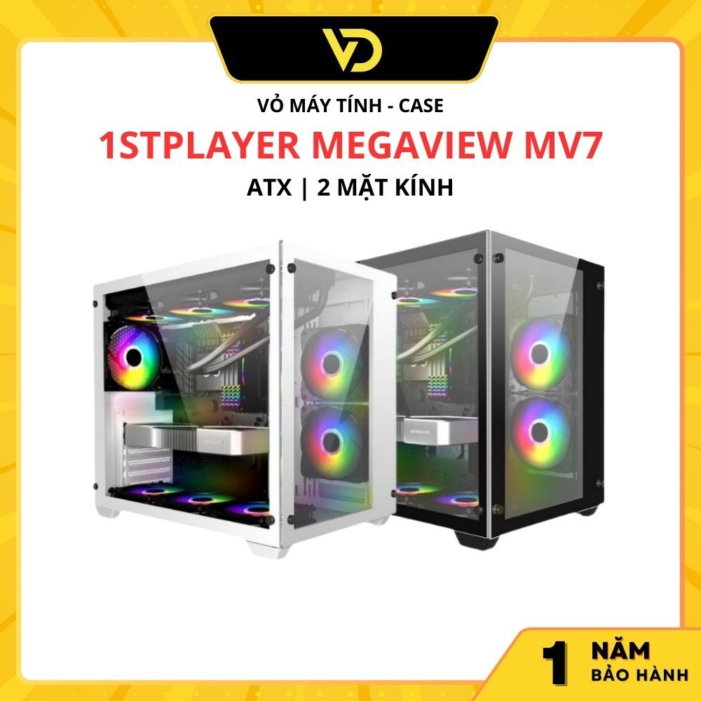 VỎ MÁY TÍNH CASE 1STPLAYER MEGAVIEW MV7 - ATX/ NO FAN - Hàng Chính Hãng ...