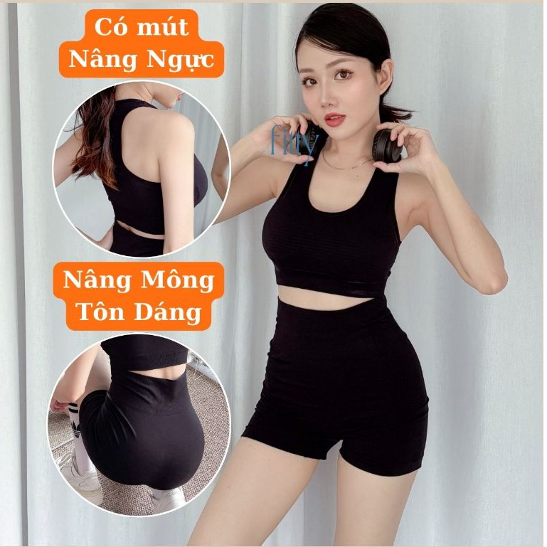 Bộ Đồ Tập Gym Yoga Nữ FITTY FITNESS, Set Đồ Tập Thể Thao Nữ Thoáng Khí, Có Mút Nâng Ngực, Nâng Mông S10