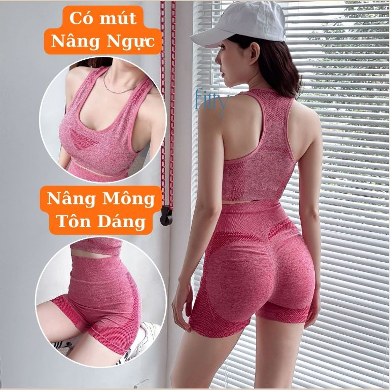 Bộ Đồ Tập Gym Yoga Nữ FITTY FITNESS, Set Đồ Tập Thể Thao Nữ Thoáng Khí, Có Mút Nâng Ngực, Nâng Mông S10