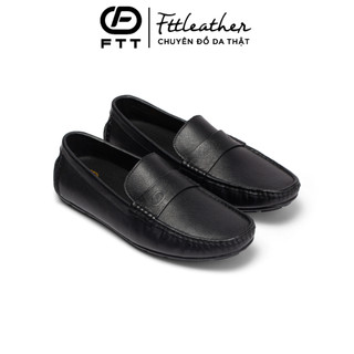 Giày da bò nam Epsom vân hạt dáng lười FTT Leather đế cao su khâu F109140