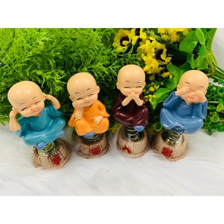 Bộ 4 tượng chú tiểu tứ không tọa đế lò xo (Hình Thât-Video Thật)