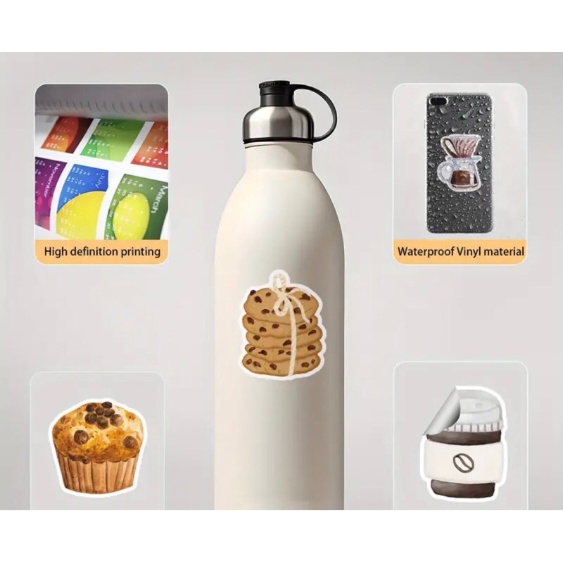 100 Sticker thương hiệu đồ ăn fastfood mẫu chất lượng cao  chống nước, dán trang trí laptop, mũ bảo hiểm, vali, ly nước