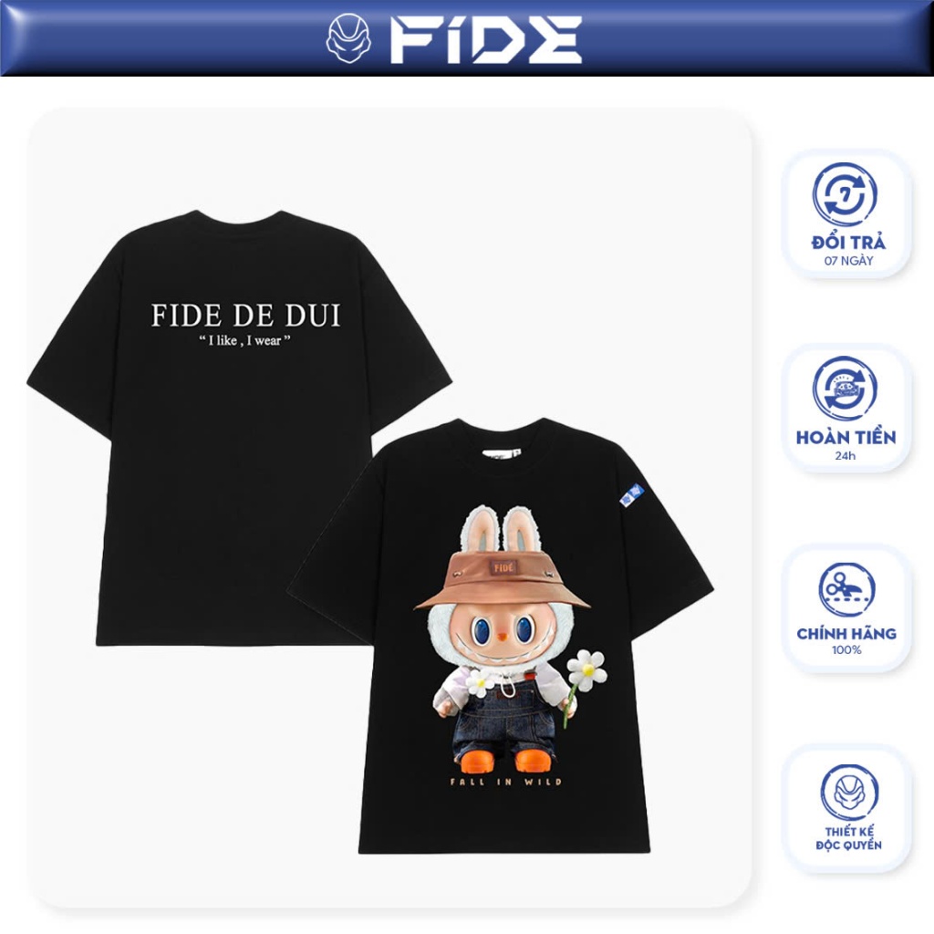Ảnh Áo thun FIDE LABUBU phông unisex form rộng local brand nam nữ cổ tròn oversize - AT75 1