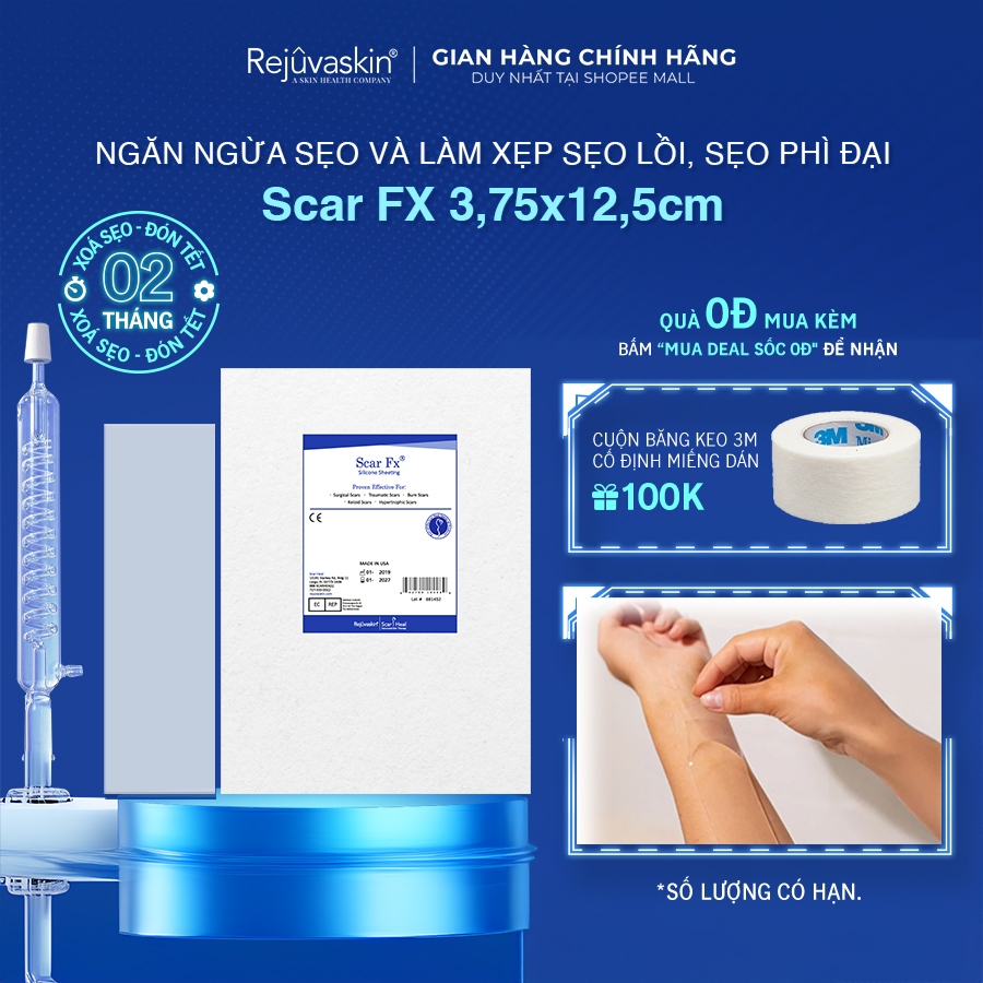 Ảnh Miếng Dán Sẹo Lồi / Phì Đại REJUVASKIN Scar FX 3,75x12,5cm 2