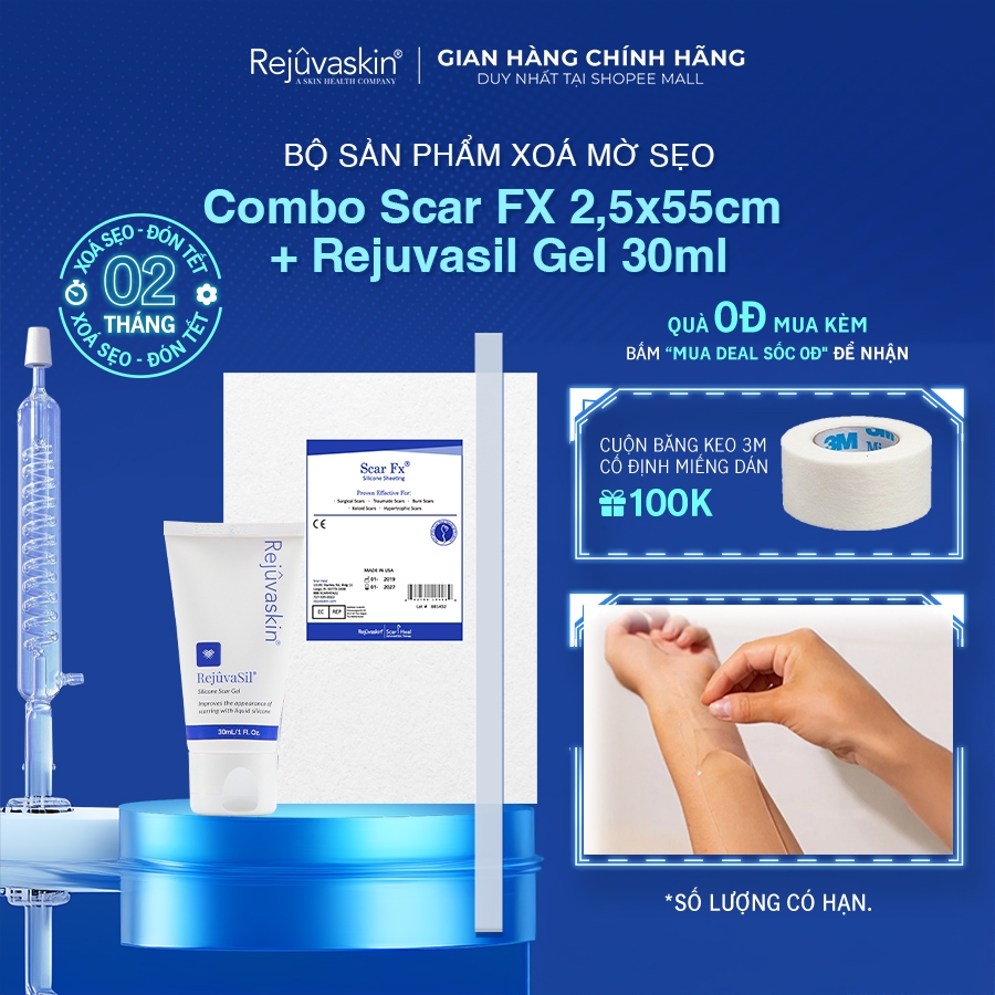 Ảnh Combo ngăn ngừa và làm xẹp sẹo lồi sẹo phì đại dành cho bụng (gel + FX 2,5*55cm) 1