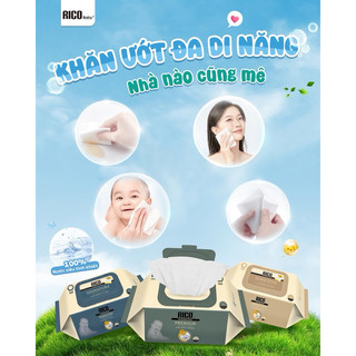 Khăn Ướt Cho Bé, Khăn Lau RICO BABY Nội Địa Hàn Không Mùi, An Toàn Cho Mẹ Bầu Và Trẻ Sơ Sinh, Thành Phần Tự Nhiên