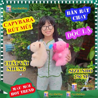 [MUA LÀ CÓ QUÀ] THÚ NHỒI BÔNG CAPYBARA RÚT MŨI SIZE NHỎ 25CM HOT TREND - gấu bông thú nhồi bông