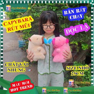 [MUA LÀ CÓ QUÀ] THÚ NHỒI BÔNG CAPYBARA RÚT MŨI SIZE NHỎ 25CM HOT TREND - gấu bông thú nhồi bông