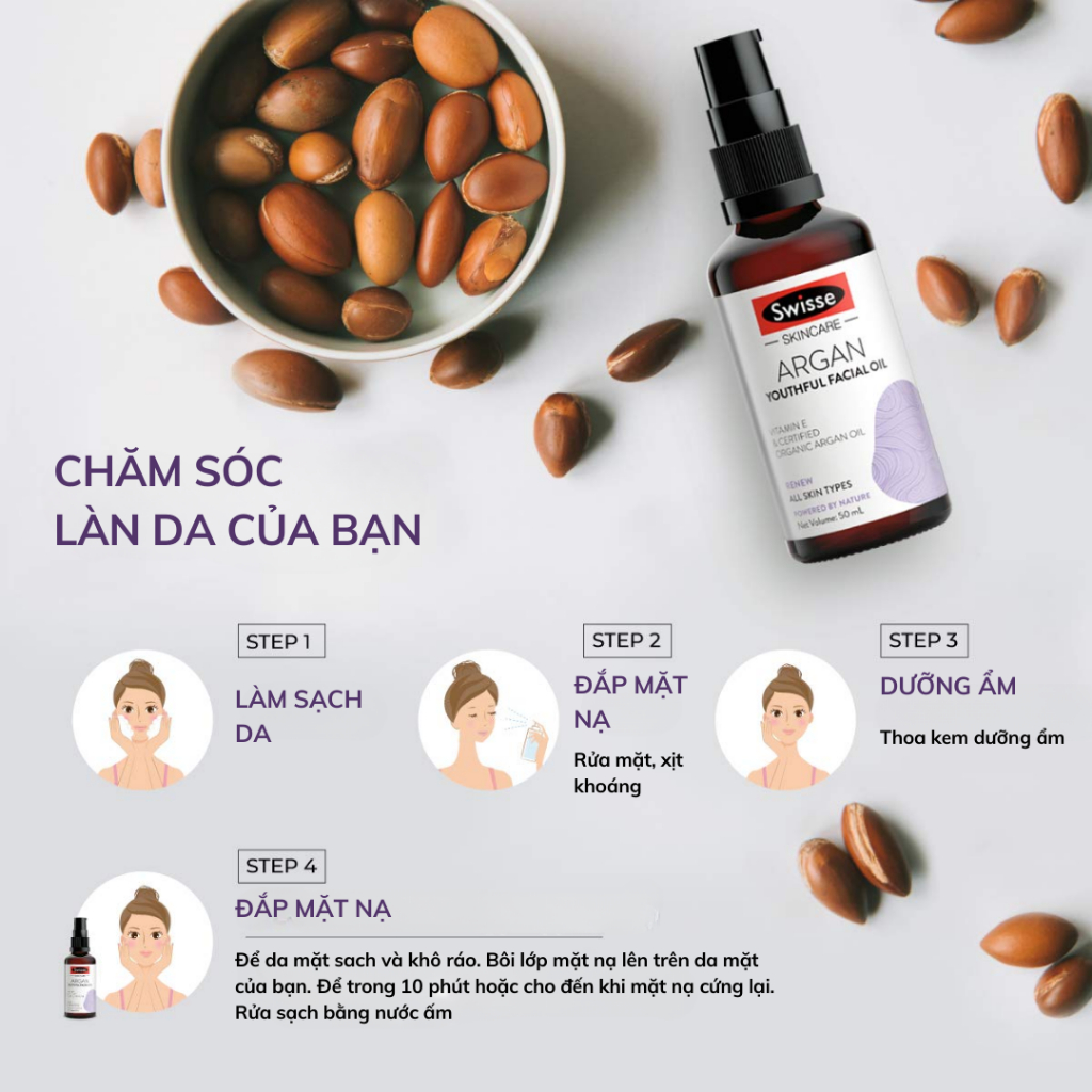 Ảnh Tinh Dầu Dưỡng Da Swisse SC Argan Youthful Facial Oil - Lọ Dưỡng Ẩm Da Mặt Giúp Làm Chậm Quá Trình Lão Hóa 50ml 268 3