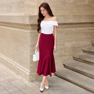 Chân váy midi cotton lạnh đuôi cá Maybi