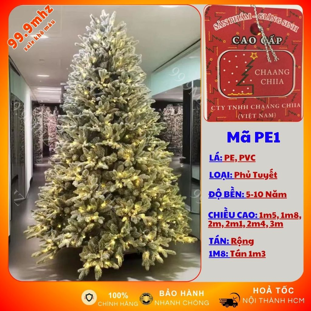 Cây Thông Pe Phủ Tuyết, PE Xanh Cao Cấp Chính Hãng Cây Thông Noel Giáng Sinh Cực Đẹp Có Đủ Các Mã