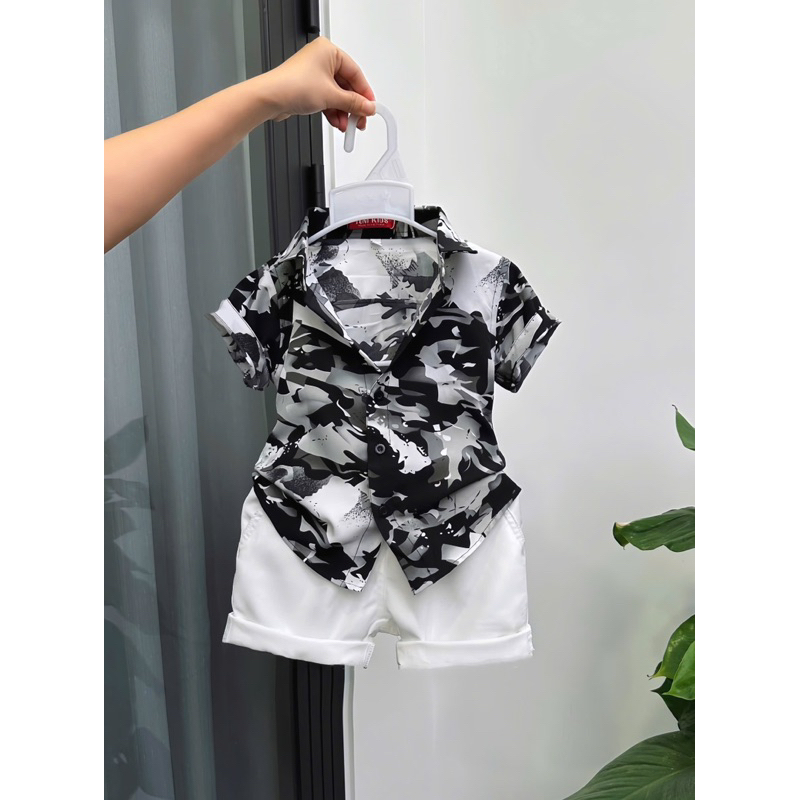 set sơmi hoạ tiết thiết kế cho bé trai 10kg-52kg TONI BRAND