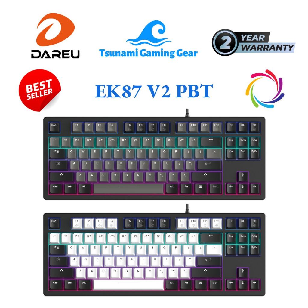 Bàn phím cơ DareU EK87 v2 PBT (Multi-Led/ 2 sides RGB strip/ PBT Double ...