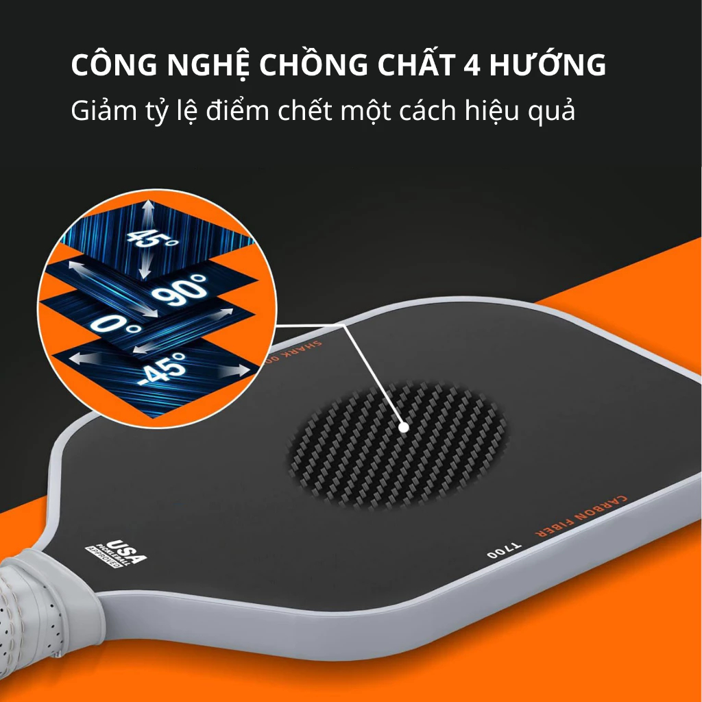 [TẶNG CUỐN CÁN] Vợt Pickleball T700 Pro Chính Hãng CHANLONG Full Carbon 16mm Mặt Nhám Cho Thi Đấu, Luyện Tập, Mới Chơi