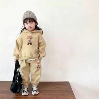 Bộ thu đông dài tay phối nón to in hình tai thỏ LABU chất nỉ bông cho bé trai bé gái 15-28kg - SSL