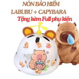 Nón Bảo Hiểm Labubu Capybara Cho Bé Có Vành Dễ Thương (2 -10 Tuổi)