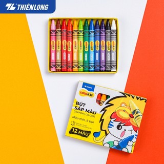 Bút sáp màu Thiên Long Colokit 12 màu và 24 màu tươi sáng tiêu chuẩn Châu Âu an toàn cho trẻ em tô màu, vẽ tranh