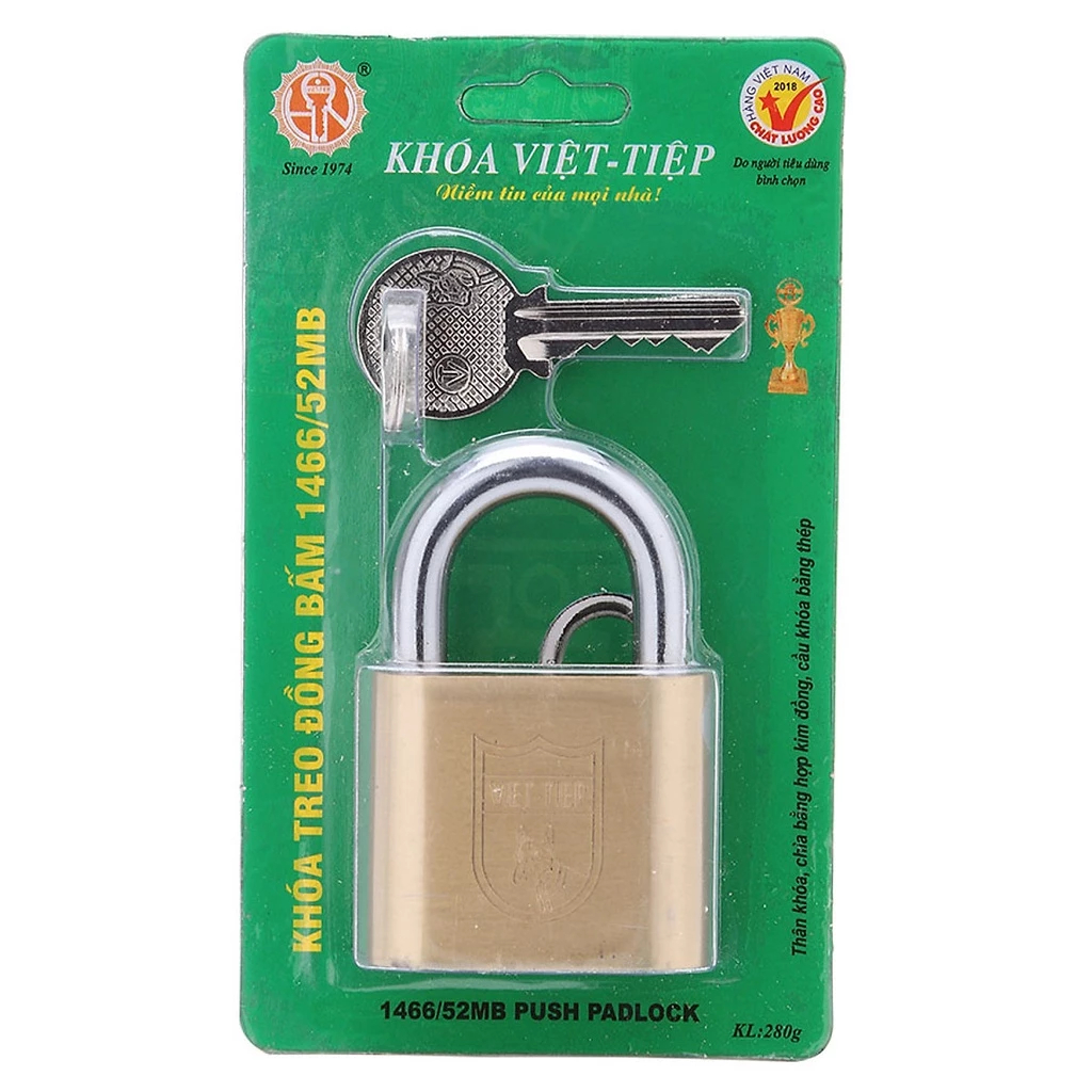 Khóa  đồng bấm Việt Tiệp chính hãng, khóa treo đồng chống cắt Việt Tiệp