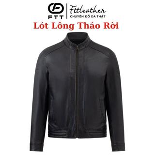 Áo da nam, áo da thật cao cấp da cừu lót lông tháo rời FTT Leather Menswear Jacket  AD215C