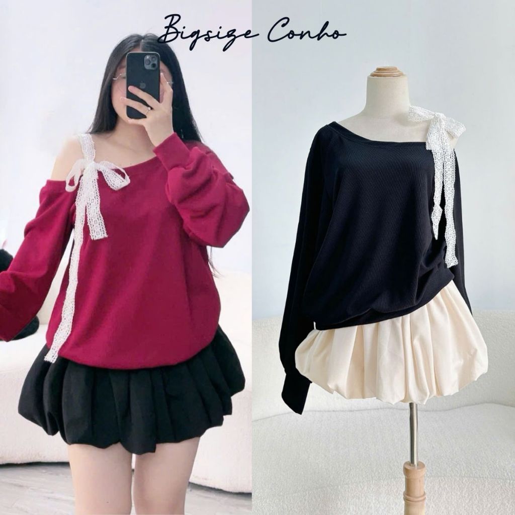 Áo Thun Nữ Bigsize Nữ Nhiều Màu Lên Phom Cá Tính Thiết Kế Trễ Vai Có Nơ Cho Các Nàng Chubby 50-95kg- G176