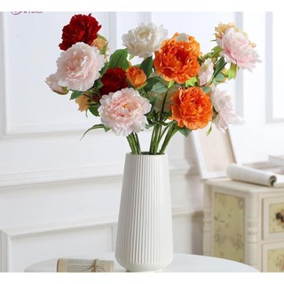 Hoa giả - Hoa mẫu đơn Lucas 70cm 1 cành 2 bông to 1 nụ trang trí đep, giống thật