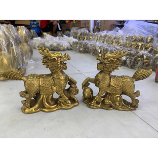 Cặp Kỳ Lân Phú Quý May Mắn bằng đồng vật phẩm phong thuỷ trưng bày trang trí