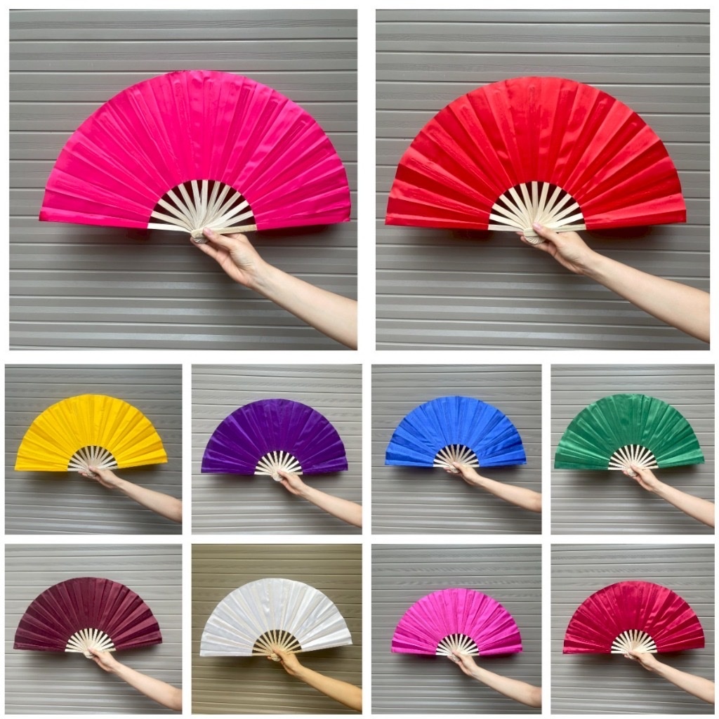 Quạt vải nan tre trơn 1 màu cơ bản (1 chiếc) có nhiều màu,quạt múa văn ...