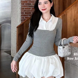 Đầm Tăm Phối Thô Belum BABYdool Tiểu Thư Tay Dài Nhẹ Nhàng
