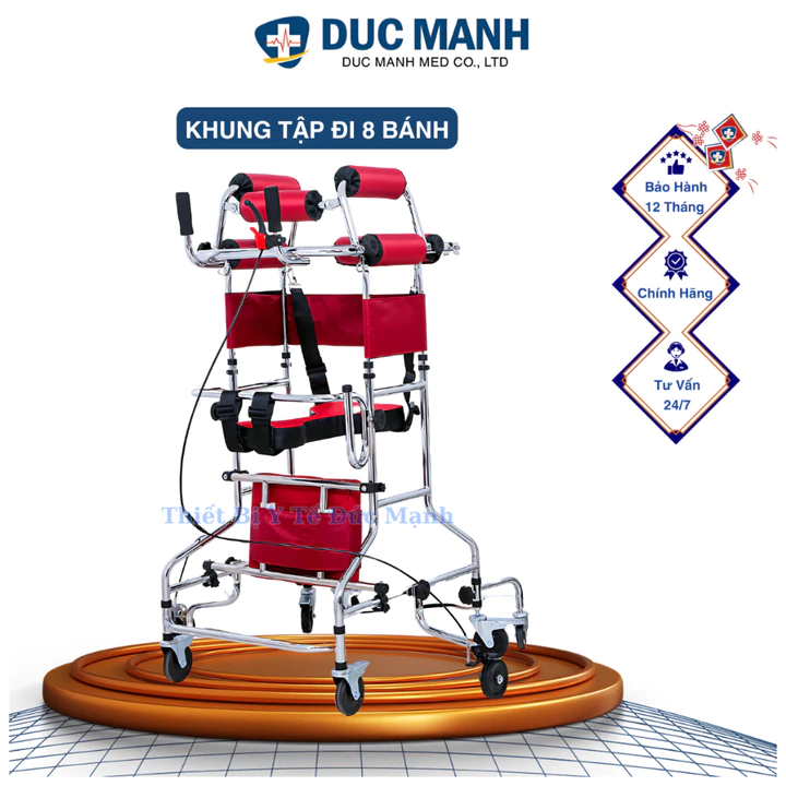 Khung tập đi cho người bị tai biến - Khung tập cho người bệnh - khung tập đi 8 bánh