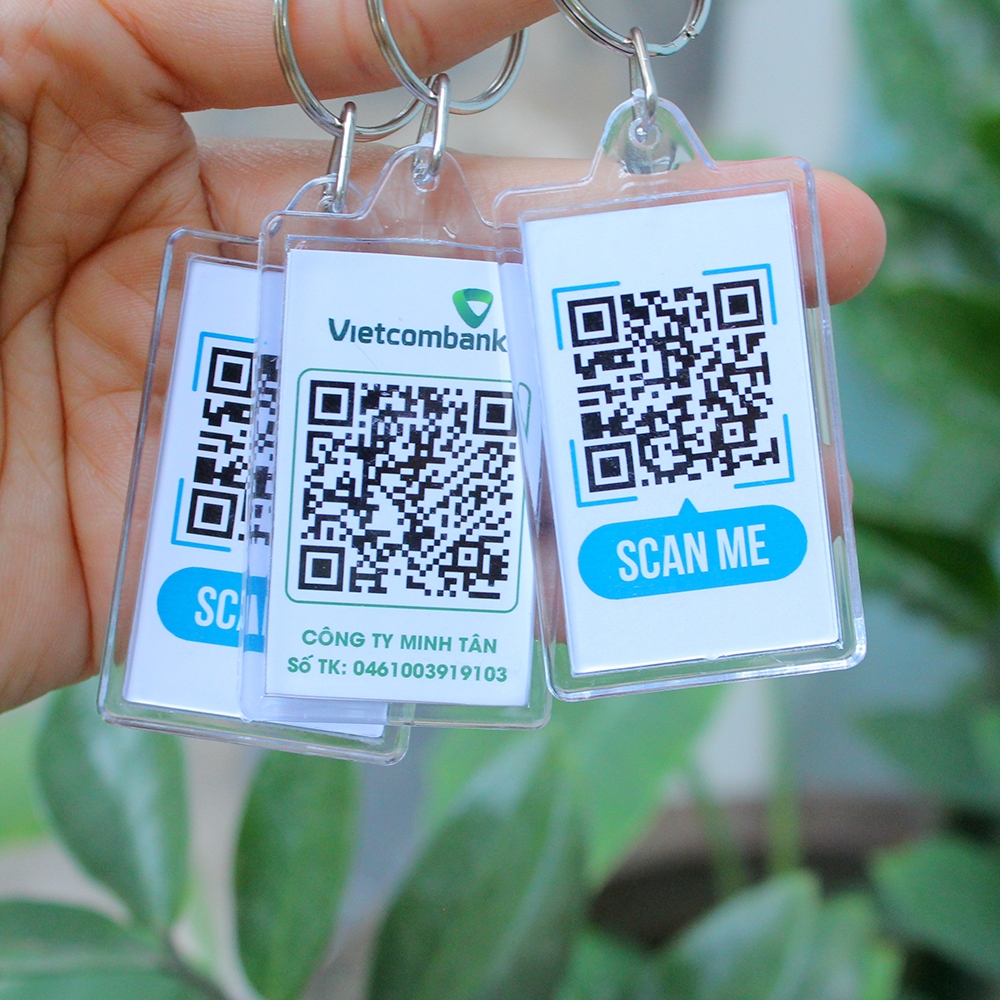 10 Móc khoá trong suốt, Móc khoá mã QR code ngân hàng. Không in nội dung