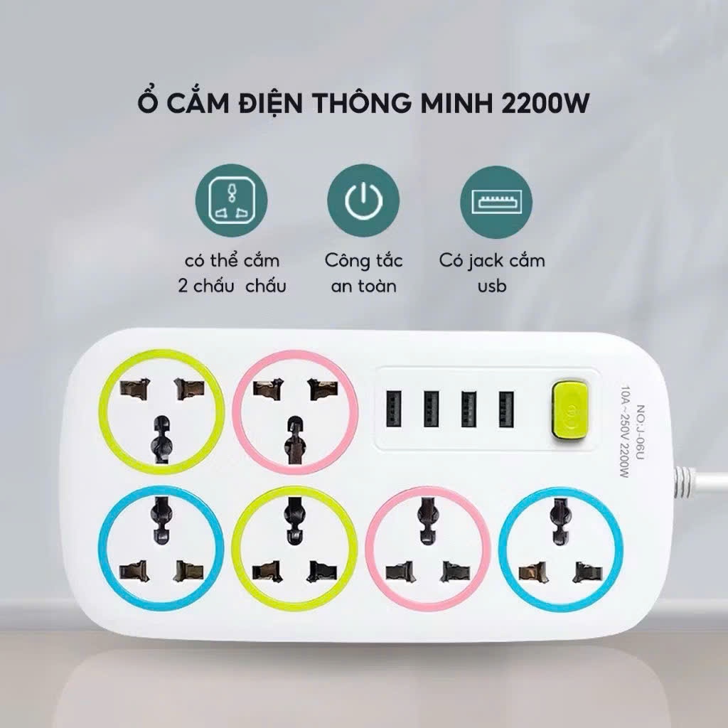 Ổ Cắm Điện Thông Minh Cổng USB Tiện Lợi An Toàn Chống Giật Chống Cháy Nổ,  Ổ ĐIỆN ĐA NĂNG - ODIEN8324