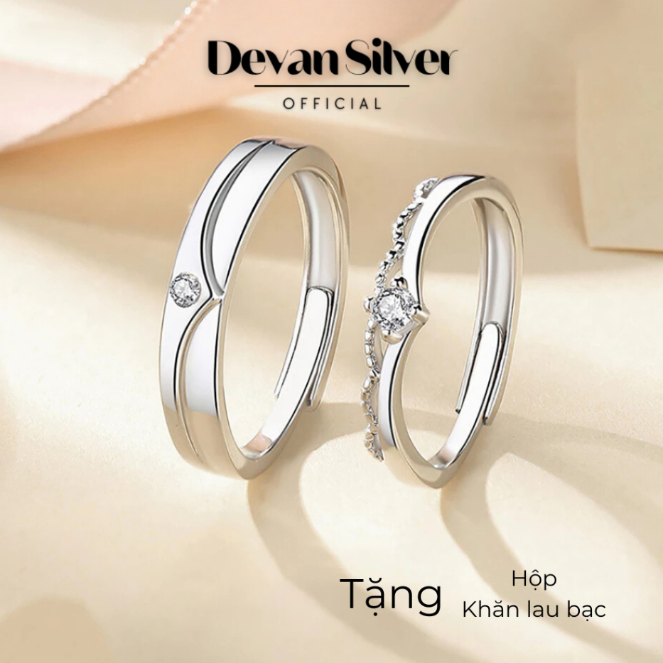 925 Silver Couple Rings, adjustable by Devan Silver