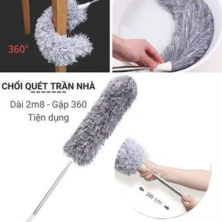 Chổi Quét Trần Gấp Gọn, Lau Bụi, Quét Trần Nhà Thông Minh,  CHỔI PHỦI BỤI CÁN DÀI - MÃ: CHOI3400