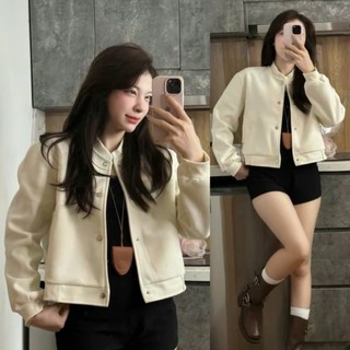 Áo Khoác Bomber Form Rộng Dáng Ngắn Cúc Bấm, Chất Dạ Ép Đi Học Đi Làm Back To School Aodabomber336